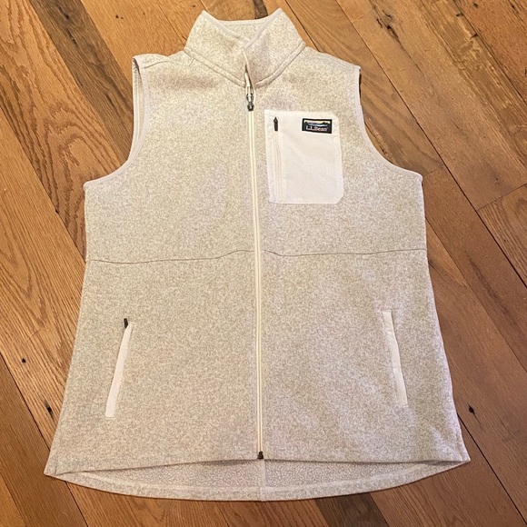 LL Bean Sweater Fleece Mens Gorpcore Vest Beige Size XL - Picture 1 of 9